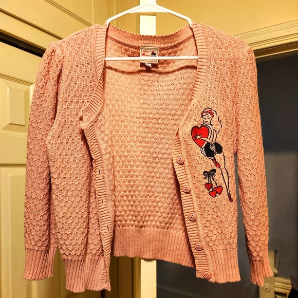 Mischief Made Tops - Blush pink Valentine's cardigan